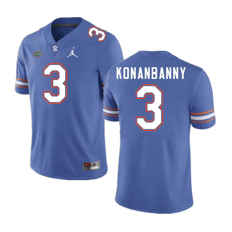 Florida Gators #3 Onis Konanbanny College Football Jerseys Stitched-Royal